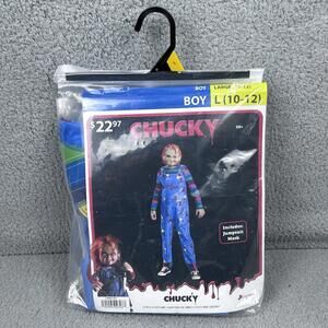 Childs Play Chucky Costume Boys Large 10/12 Disguise 118669G Jumpsuit Mask New